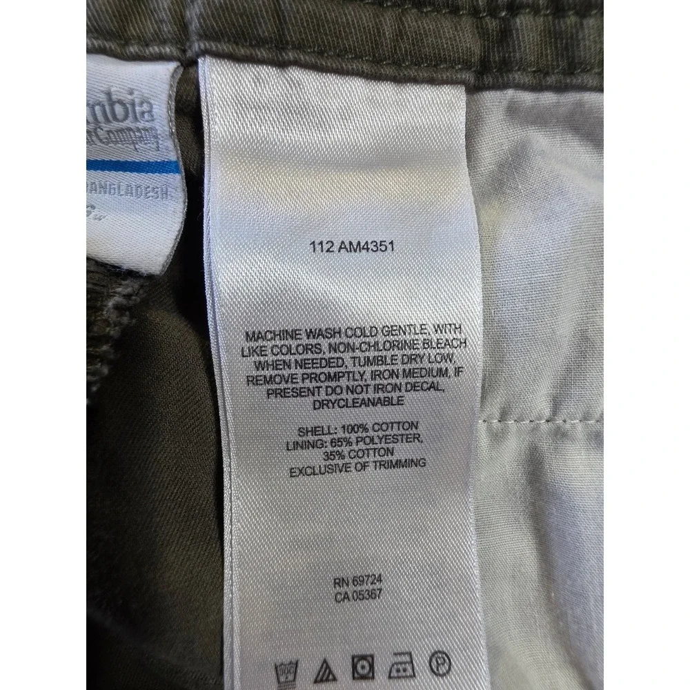 Columbia Omni-Shade Men's Shorts 36W 10L Olive Green Outdoor Hiking Pockets